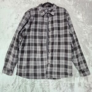 Volcom Mens Plaid Fleece Snap Front Jacket Black Grey A1602002 XL